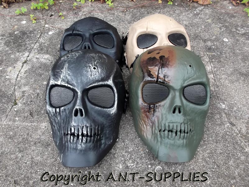 Black, Black and Silver, Green and Brown, Tan Coloured MO1 Full Face Skull Airsoft Masks