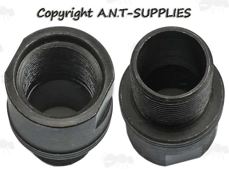 Internal and External Thread Views of The Remington 700 .578″ x 28 To 5/8-28 American Thread Silencer Adapter