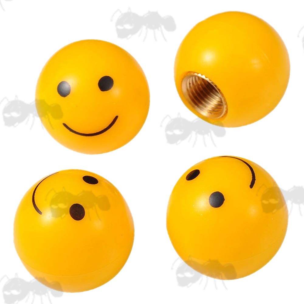 Set of Four Happy Face Emoji Tyre Valve Dust Covers