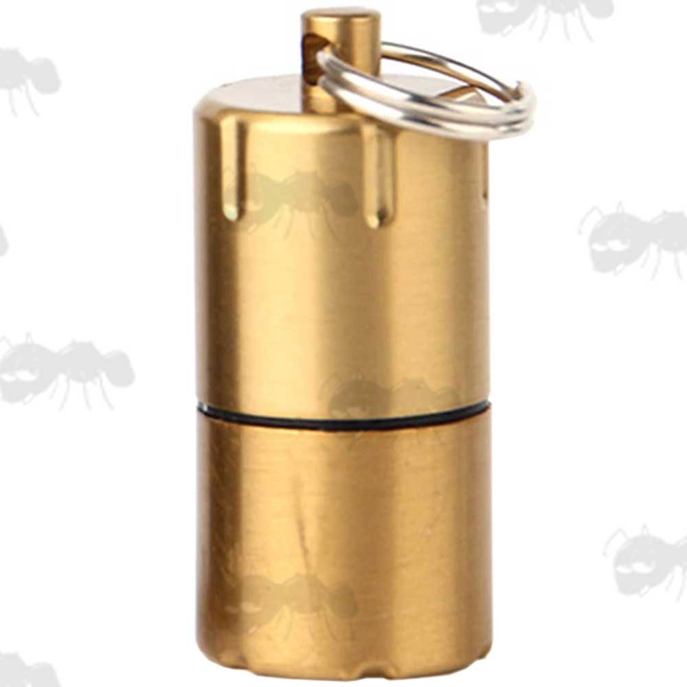 Gold Colour Mini Capsule Oil Lighter with Flat Base and Keyring