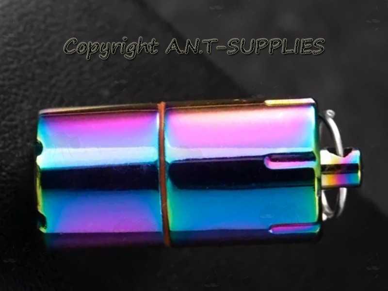 Rainbow Colour Mini Capsule Oil Lighter with Flat Base and Keyring