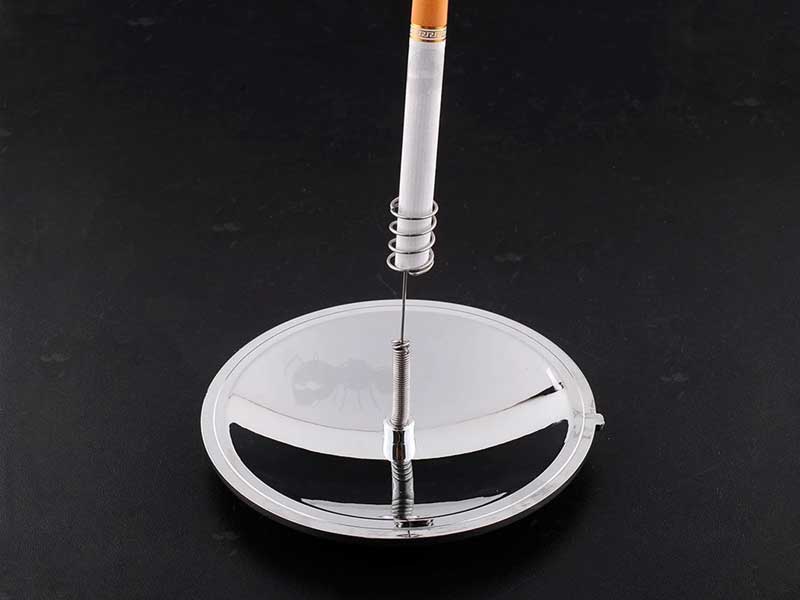 Silver Parabolic Mirror Solar Lighter with Cigarette in Place