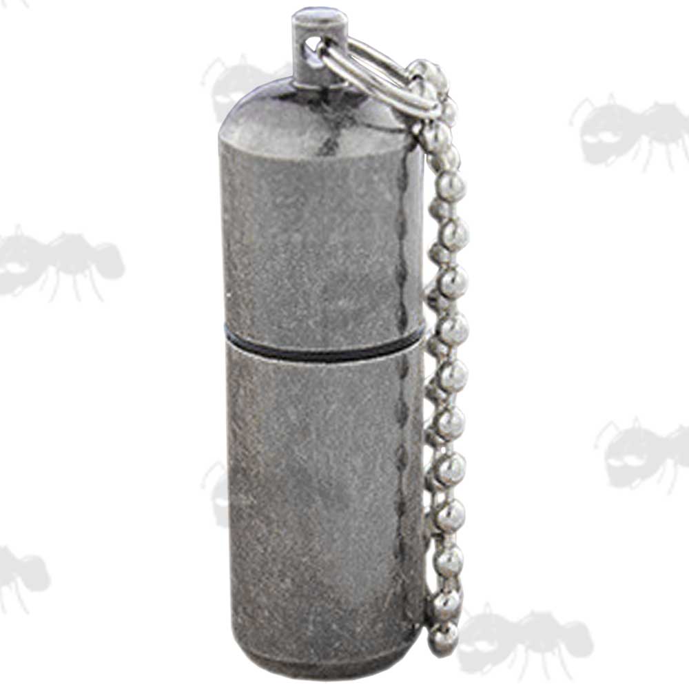 Antique Finished Peanut Oil Lighter with Flat Base and Ball Linked Chain