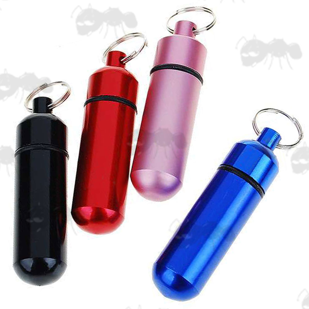 Four All Coloured Keychain Survival Capsules