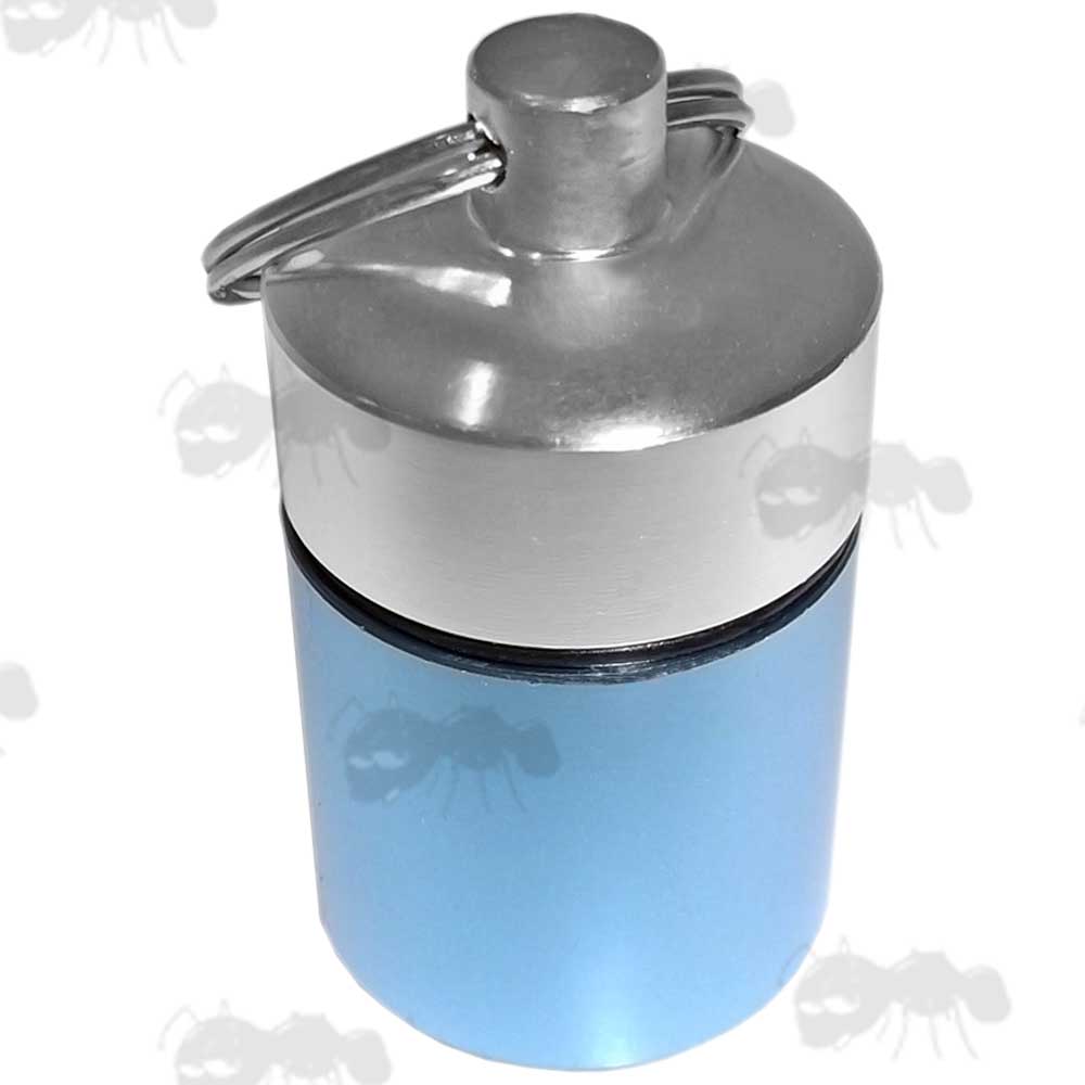 Large Half Coloured Blue and Silver Waterproof Match Capsule