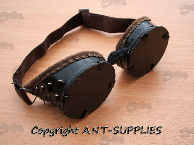 Russian Military Welders Goggles with Tinted Black Lenses and Metal Frames