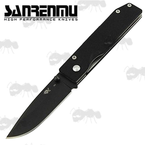 Sanrenmu All Black G10 Handle Silver Blade Pocket Knife 704