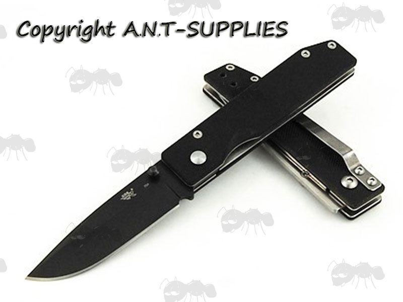 Sanrenmu All Black G10 Handle Silver Blade Pocket Knife 704