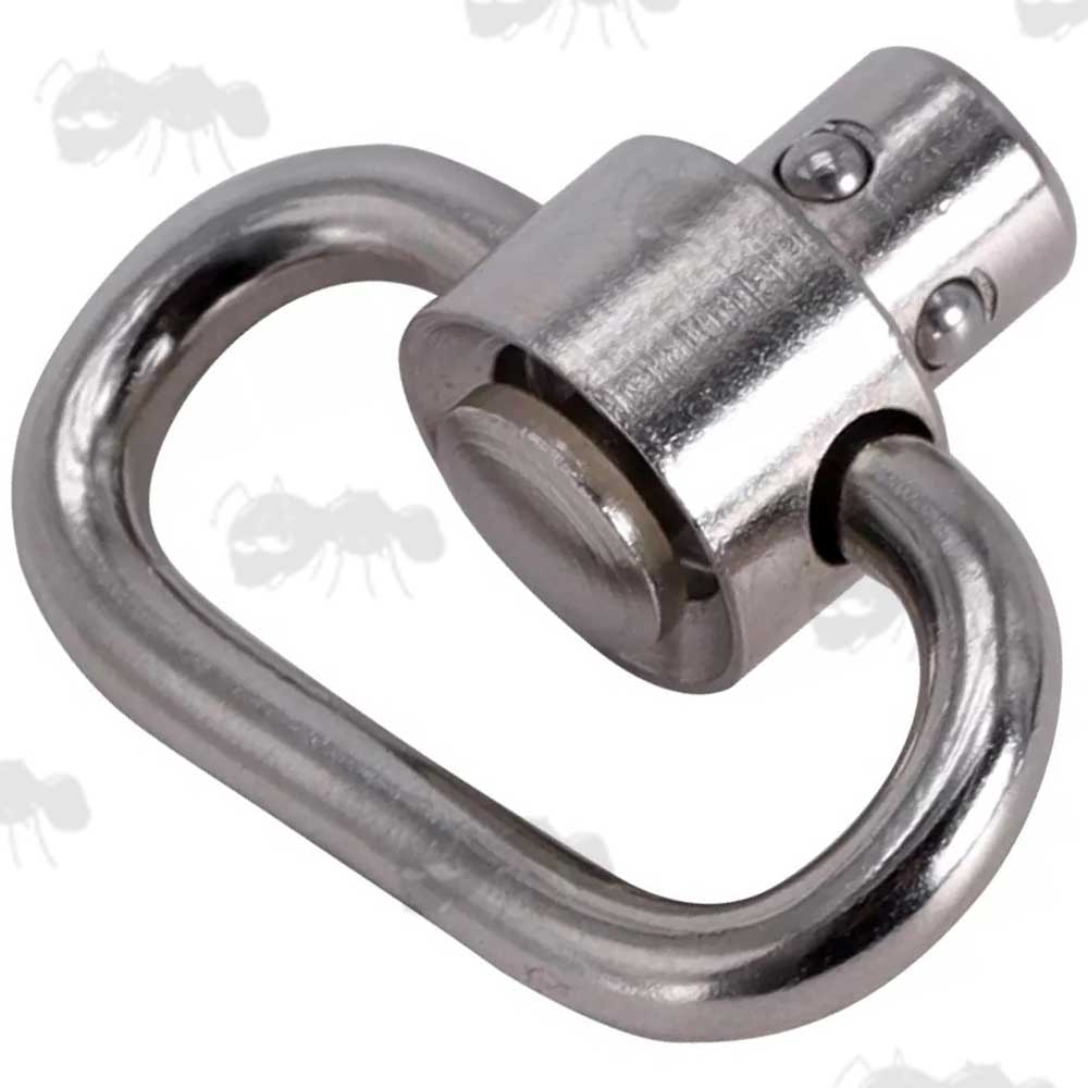 Silver Push Button 10mm Socket Quick Release Sling Swivel with Rounded Corners