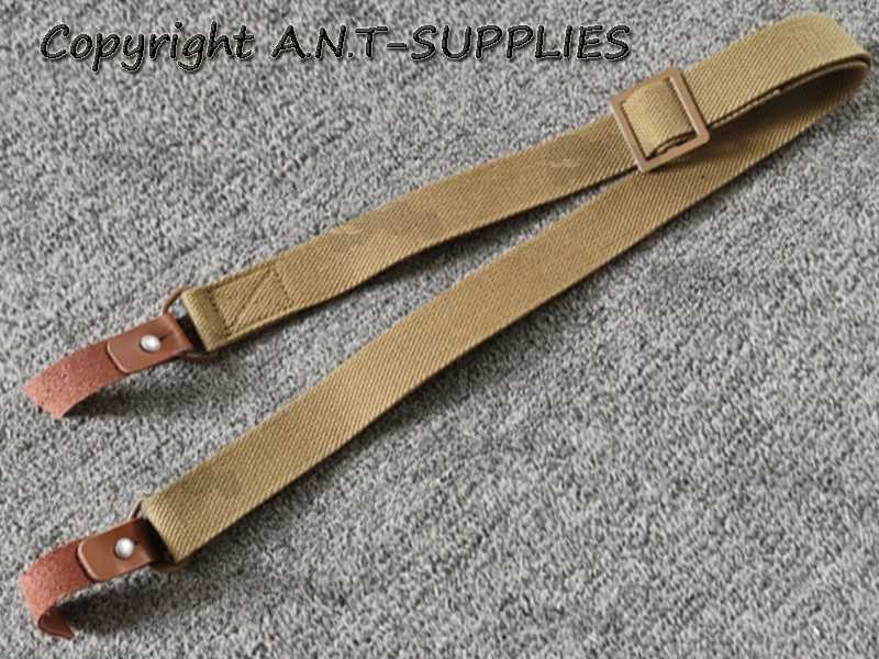 Tan AK-47 Rifle Sling with Leather Tab Fittings