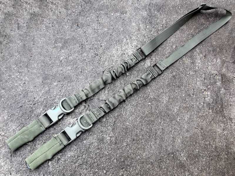 Green Two / One Point Bungee Rifle Sling with QD ABS Buckles and HK Style Snap Hook Clips