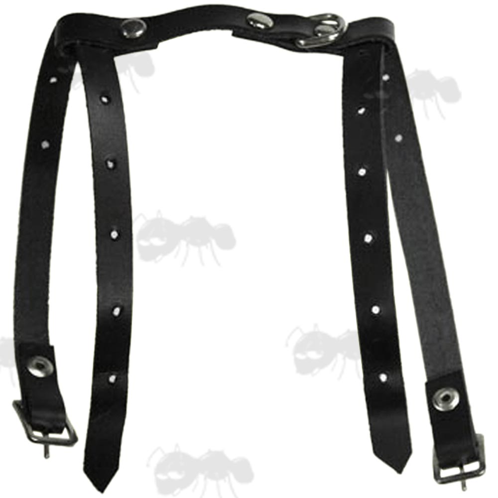 Black Leather Ferret Harness with Metal D-Ring