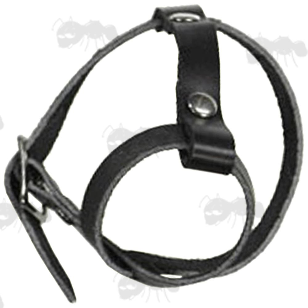 Black Leather Ferret Muzzle with Metal Fittings