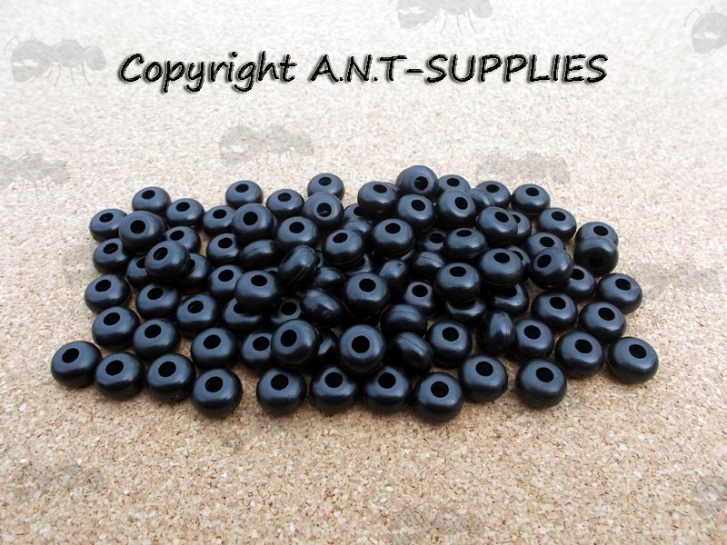 One Hundred Black Plastic Cord Bead Bands