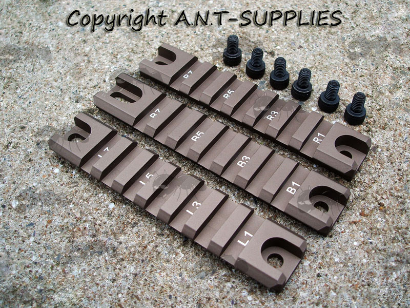 Dark Earth, Short 3 Piece Set of 20mm Wide Rails with Bolts for Handguards on G36C Rifles