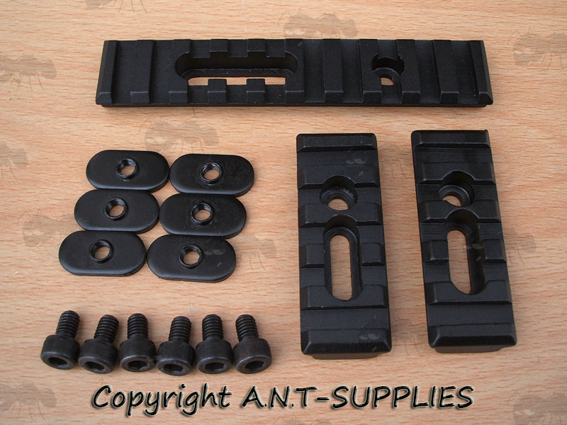 Set of Three Black Metal MOE Handguard Rails with Fittings