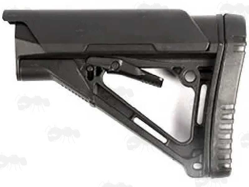 Low Version of The Black Coloured Buttstock Cheek Riser Shown Fitted to The Air Arms S510T CTR Style Stock