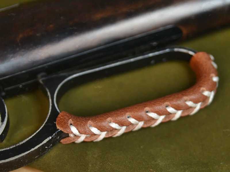 Light Brown Grain Leather Wrap for Long Length Levers, SHown Fitted on a Lever Action Rifles