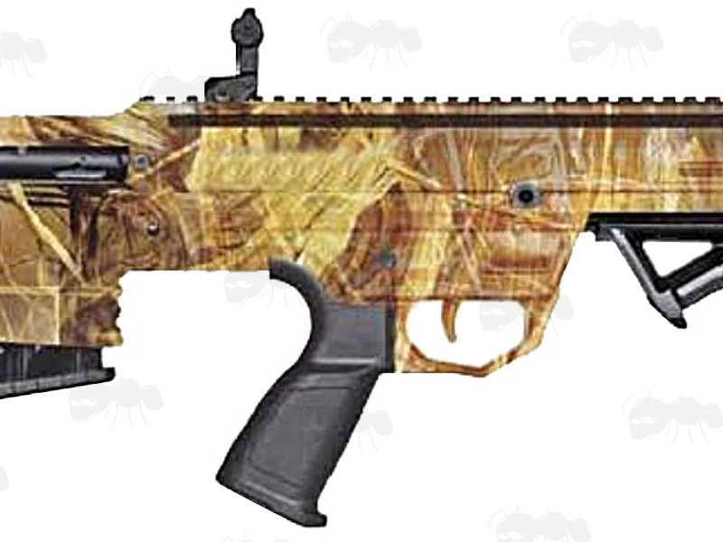 Tac Rifle Black Polymer Pistol Grip Shown Fitted to Camo Rifle