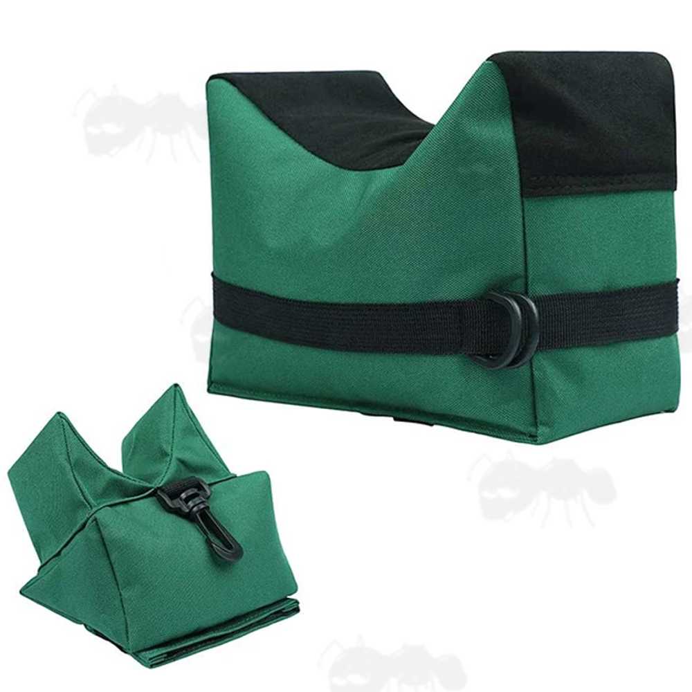 Dark Green Polyester Canvas Front and Rear Combo Gun Rest Shooting Bags