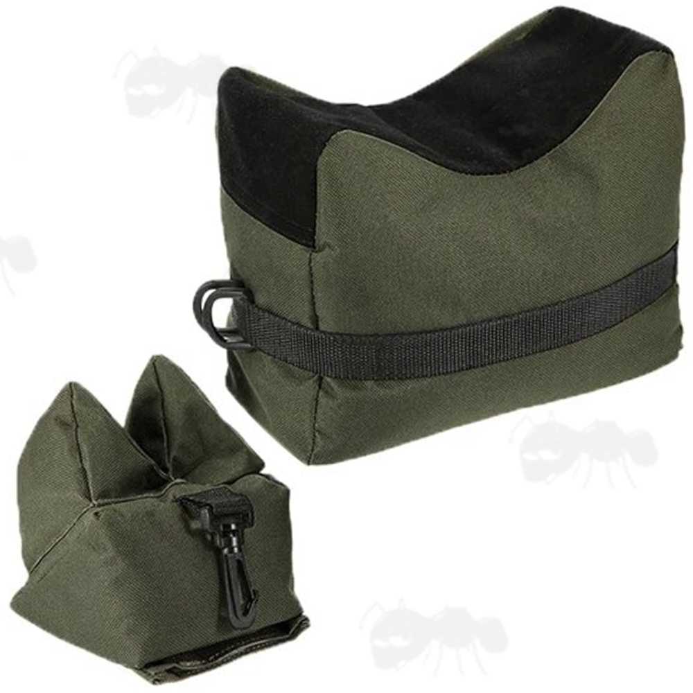 Olive Green Polyester Canvas Front and Rear Combo Gun Rest Shooting Bags