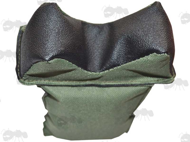 Green Polyester Canvas and Black Leather Effect Hunting Blind Shooting Bag Rest