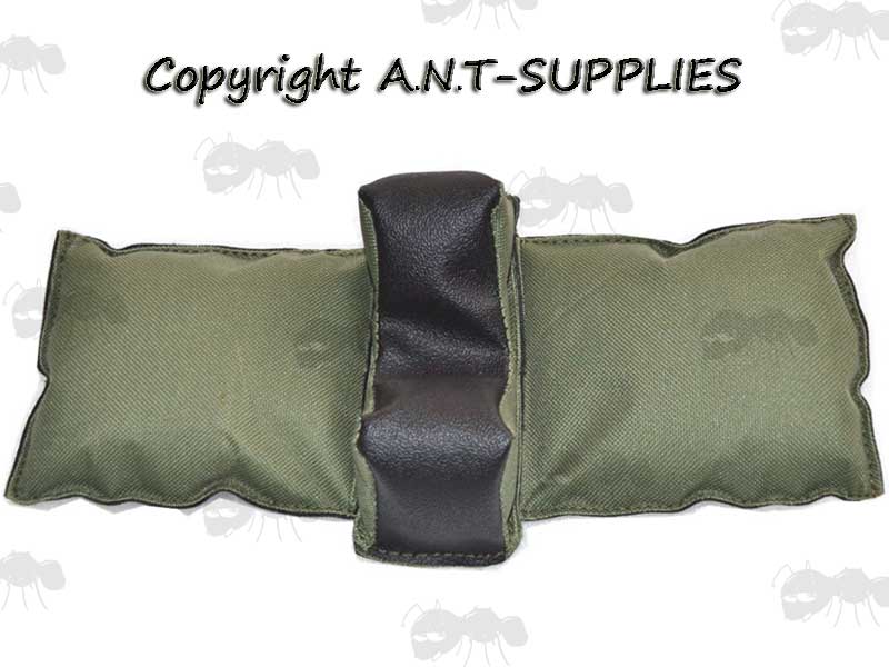 Green Polyester Canvas and Black Leather Effect Hunting Blind Shooting Bag Rest Laid Flat