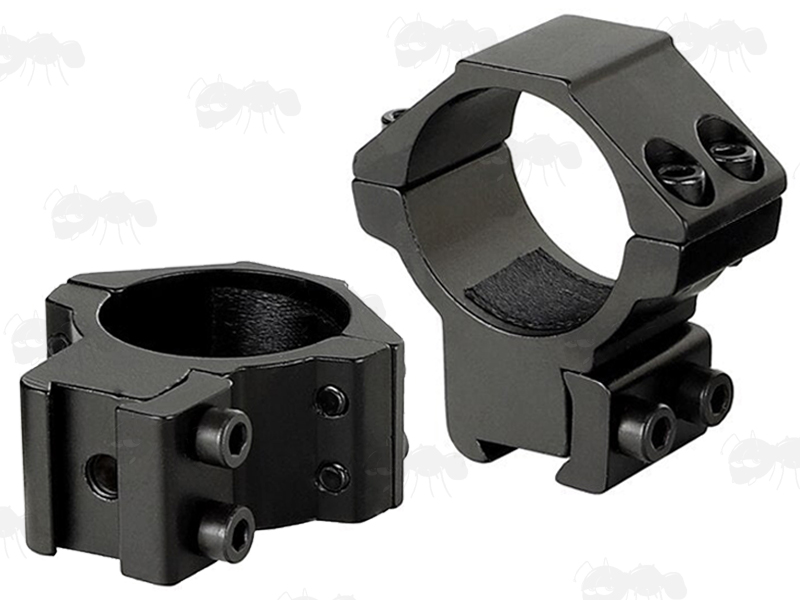 Rambo Low-Profile Double Clamped 30mm Scope Rings for Dovetail Rails