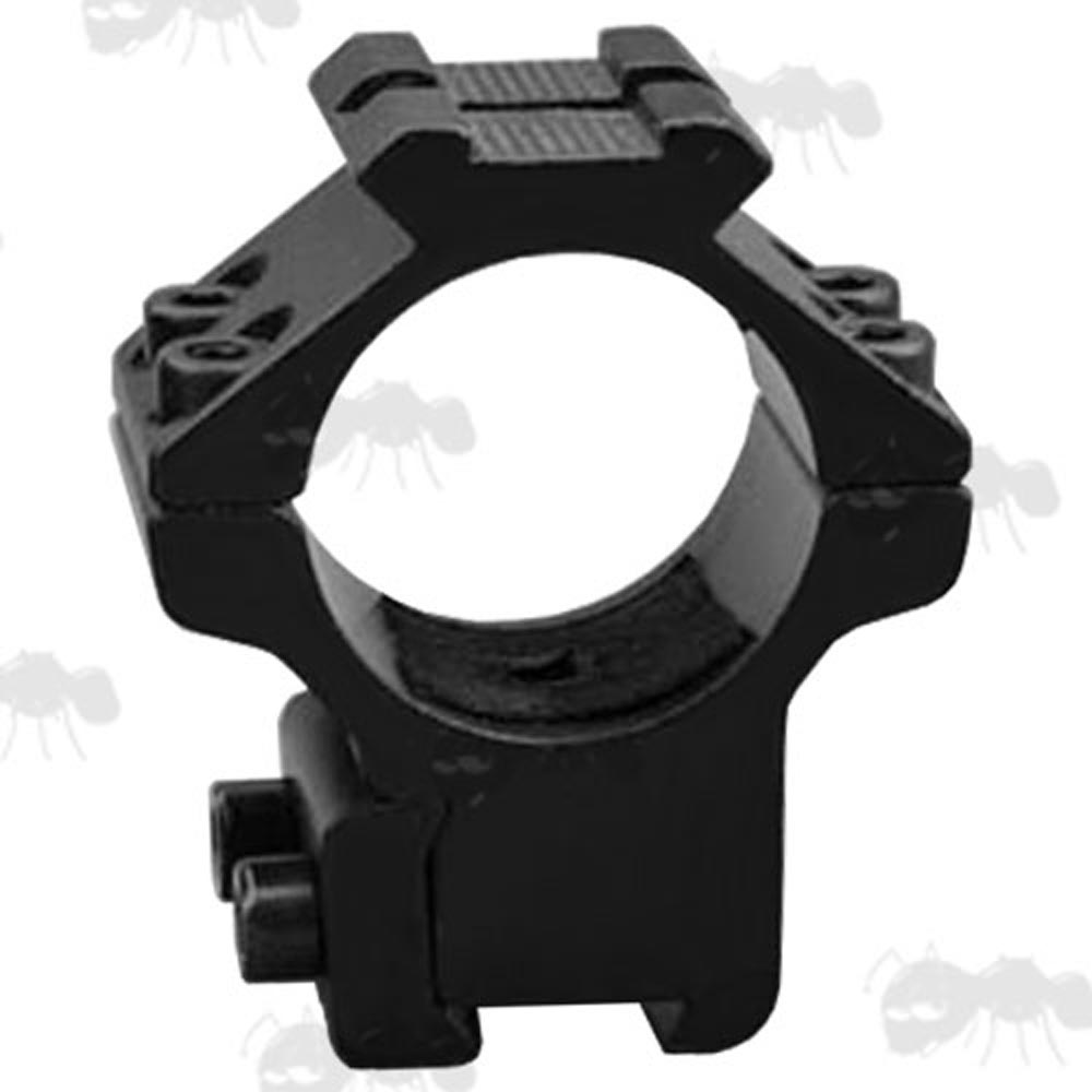 Rambo Mid-Profile Double Clamped 25mm Scope Ring for Dovetail Rails with Rail Head