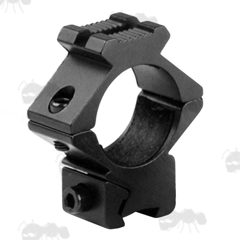 Rambo Low-Profile Single Clamped 25mm Scope Ring for Dovetail Rails with Rail Head