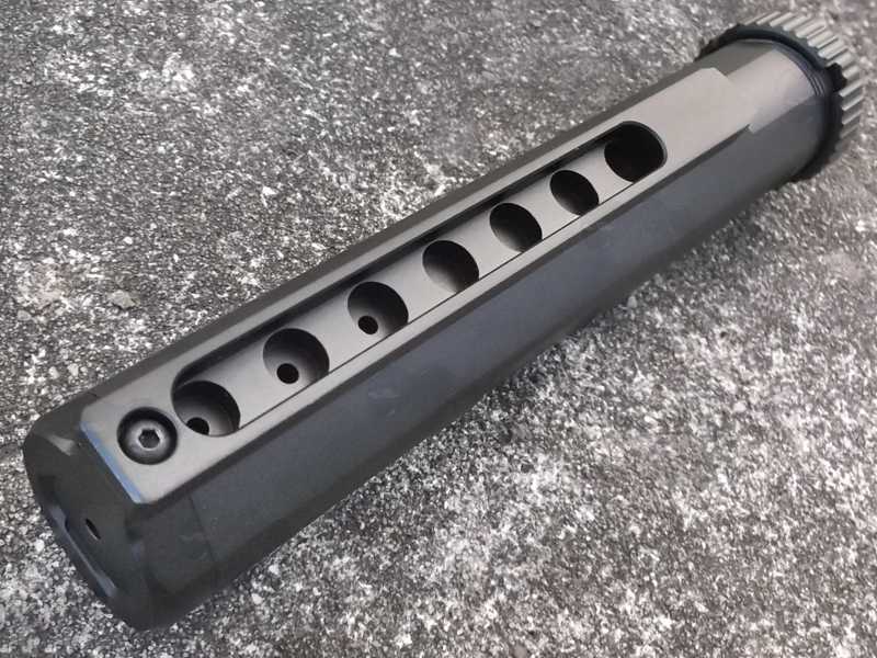 Black Metal Airsoft Mil-Spec Enhanced Buffer Stock Tube with Castle Nut