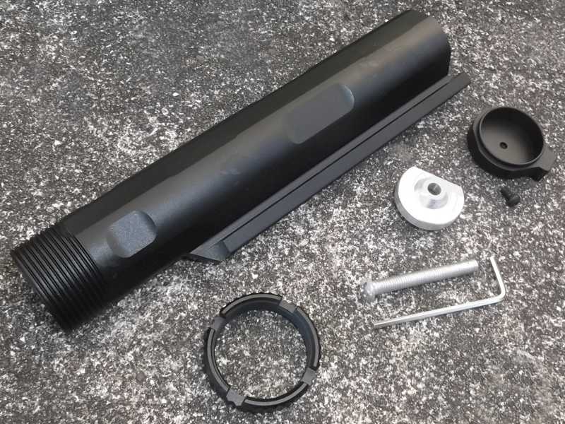 Black Metal Airsoft Mil-Spec Enhanced Buffer Stock Tube with AEG Fittings