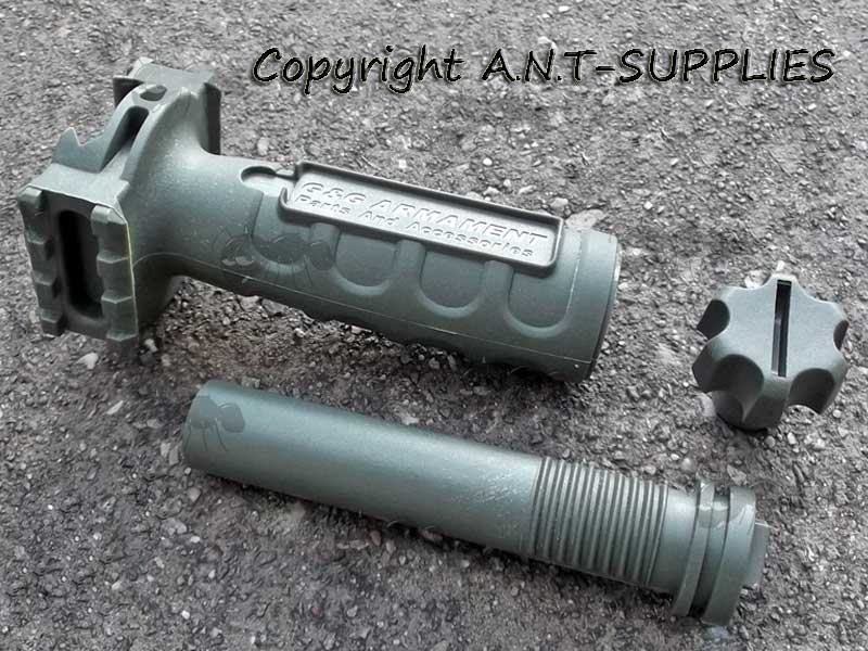 Dismantled G&G Armament Green Vertical Grip with Side Rails