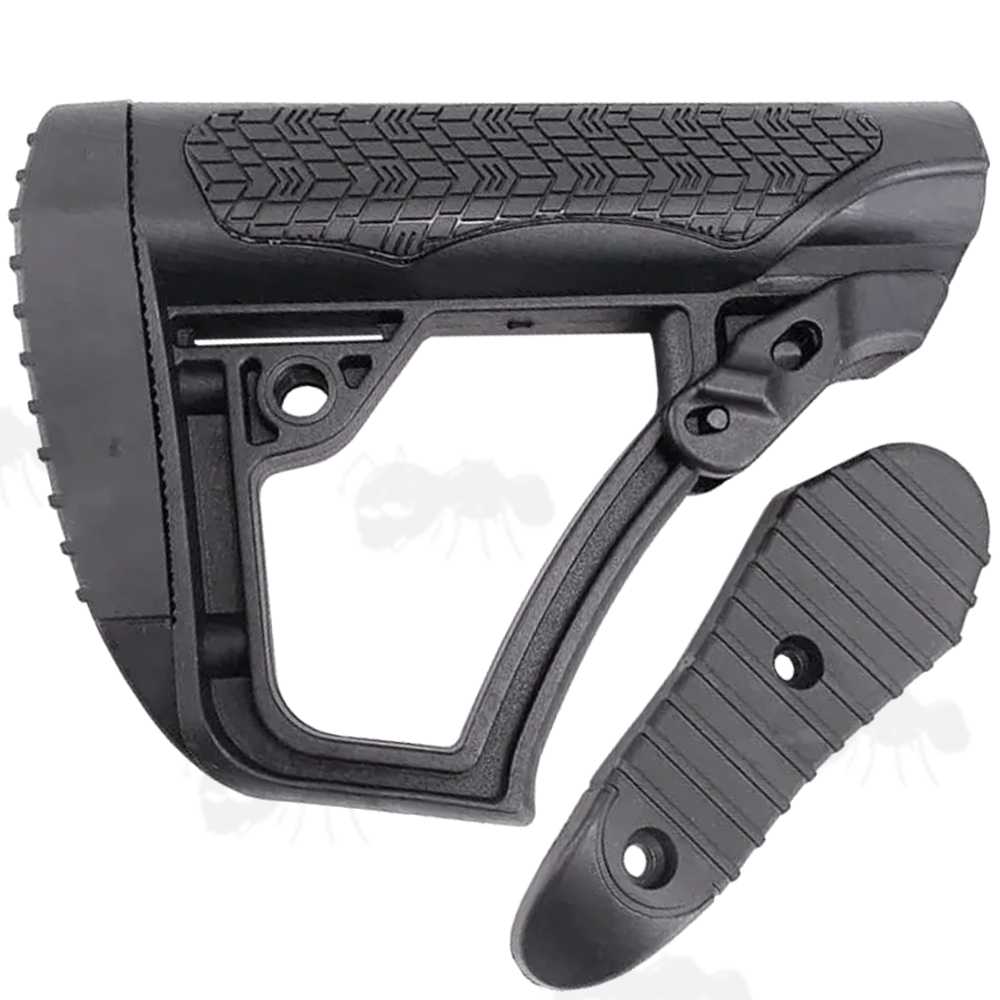 All Black AR-15 Six Position Collapsible Rifle Buttstock