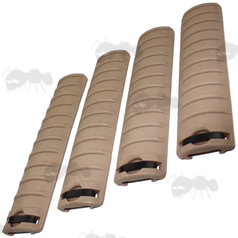 Four Piece Tan Coloured Ribbed Rail Covers With Textured Finish for Weaver / Picatinny Handguards