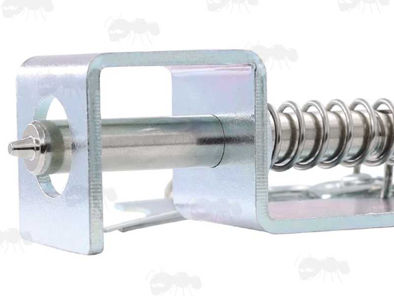 Close-Up View of The Firing Pin on The Steel Tripwire Short 12 Gauge Blank Cartridge Firing Alarm Mine