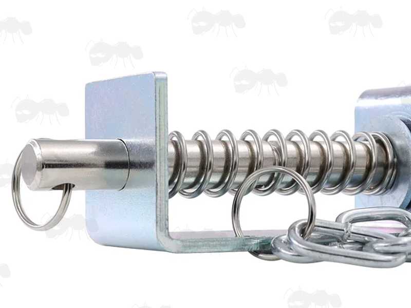 Close-Up View of The Spring on The Steel Tripwire Short 12 Gauge Blank Cartridge Firing Alarm Mine