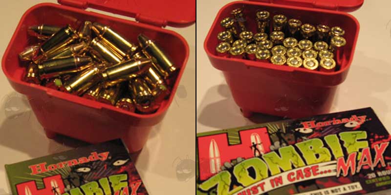 MTM ABP Red Plastic Ammo Belt Pouch With Hornady Zombie Max Ammo