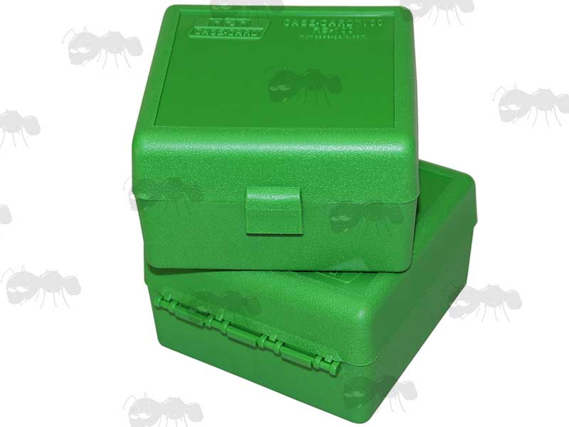 Two MTM Green Plastic Ammo Boxes RS-100