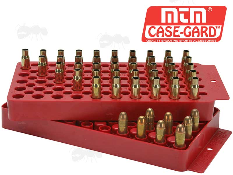 Two MTM Red Plastic Universal Ammo Loading Trays