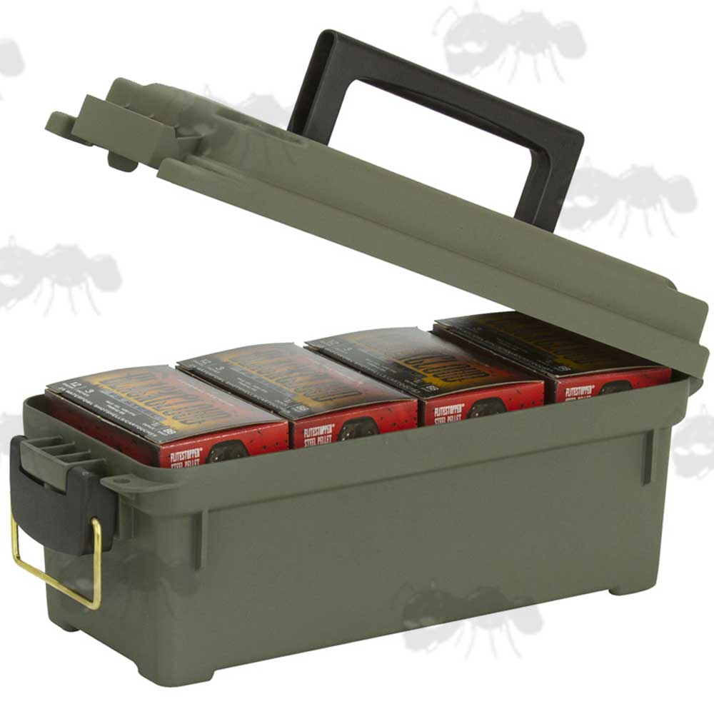 Compact Plano Olive Drab Green Ammo / Field Box With Open Lid