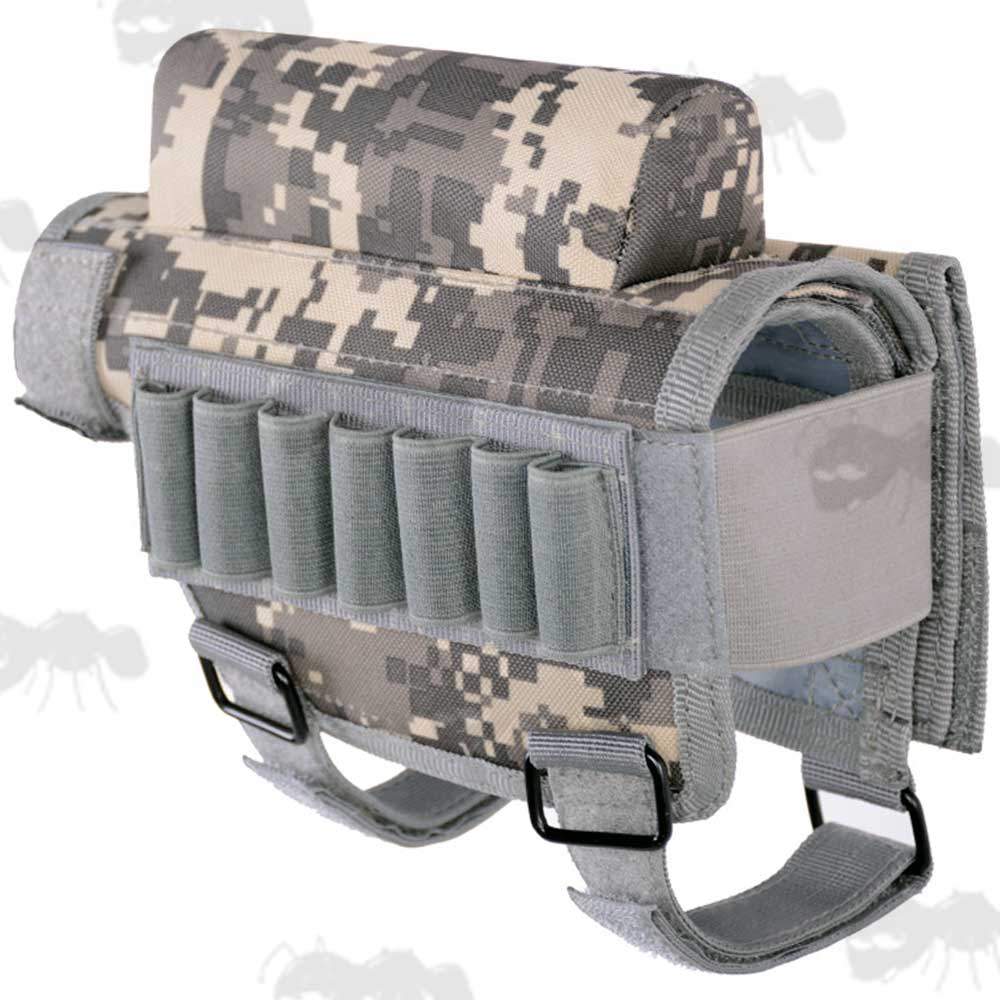 Urban Camouflage Rifle / Shotgun Cheek Rest Ammo Holder with Comb Raiser