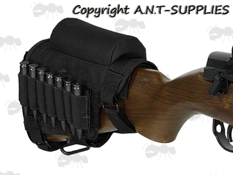 Black Rifle / Shotgun Cheek Rest Ammo Holder with Comb Raiser