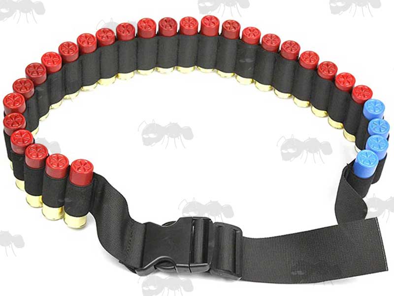 Black, Basic Twenty-Nine Loop Shotgun Cartridge Belt with Dummy Shells