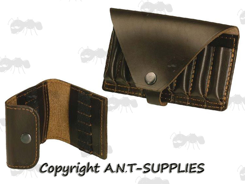 Small and Large Sized Dark Brown Leather Bisley Rifle Bullet Pouches