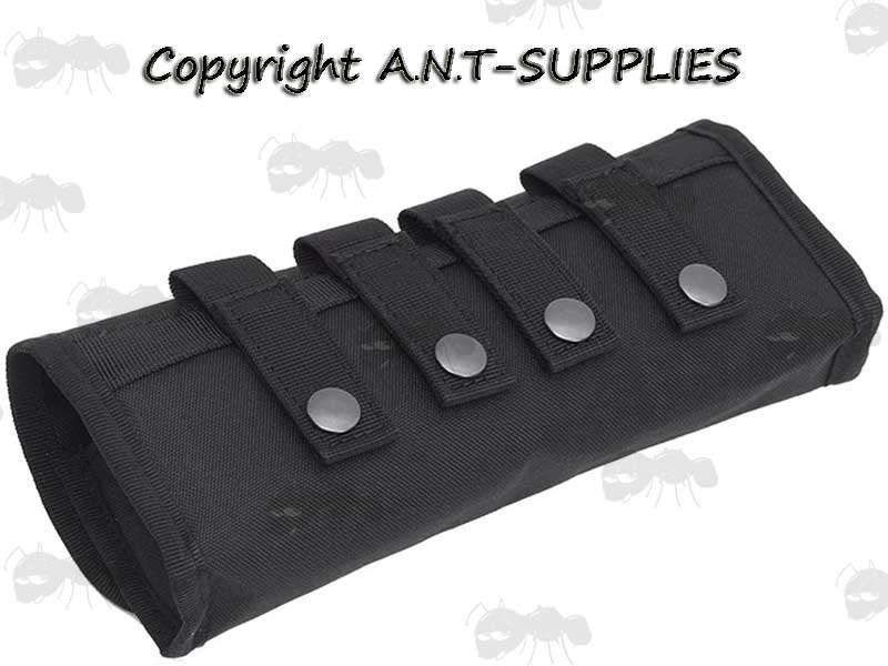 Closed Rear View of The Black Canvas Shotgun Cartridge Wallet MOLLE Fitting Straps
