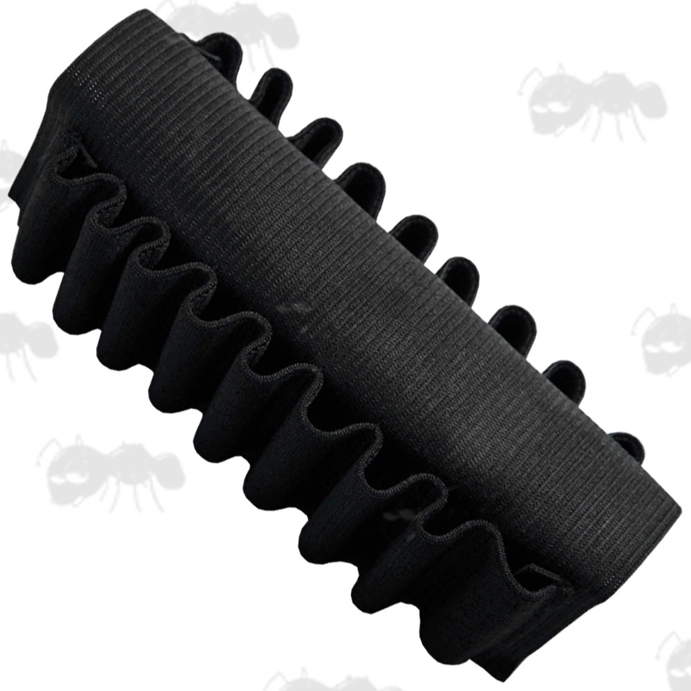 Black Elastic Rifle Buttstock Cover with Two Sets of Nine Cartridge Holders