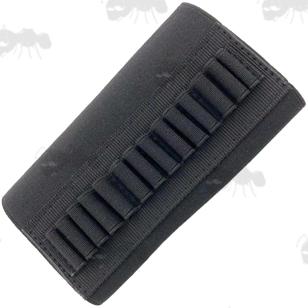 Black Elastic Rifle Buttstock Cover with One Set of Fourteen Cartridge Holders