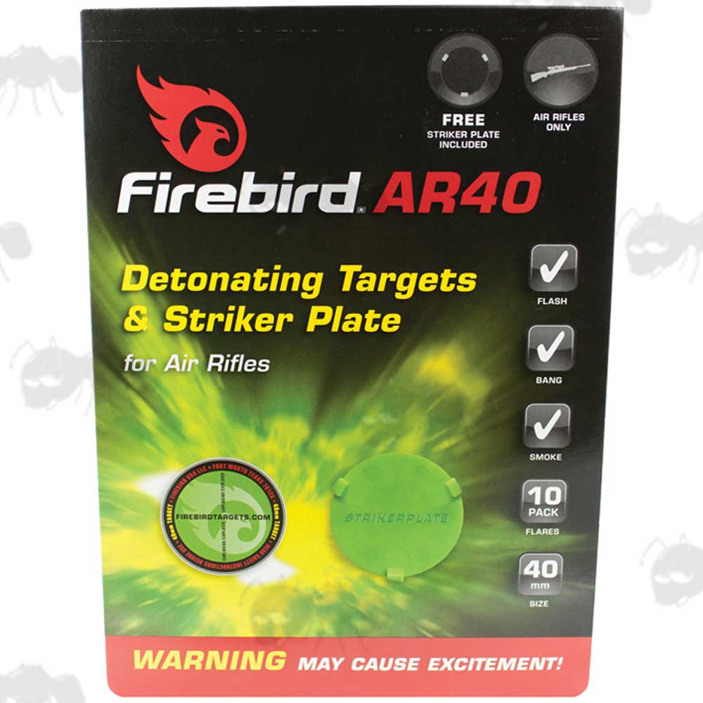 Card of 10 x 40mm Air Rifle Firebird Loud Exploding Targets with Holder