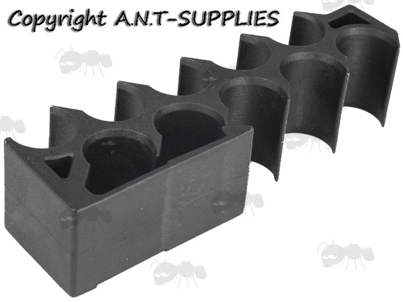 Black Hard Plastic Cartridge Holder for 10 x Twelve Gauge Shotgun Shells, with Large Belt / Vest Fitting Clip